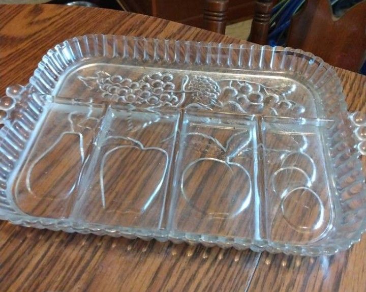 INDIANA GLASS and CRYSTAL RELISH TRAYS 