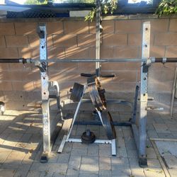 Squat Rack / Barbell / Weight Plates / Weight Plate Tree 