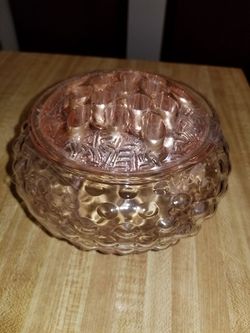 Vintage Depression Glass Vase with Floral Frog
