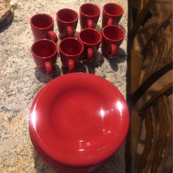 ESPANA  RED Dish And Cup Set Of 8