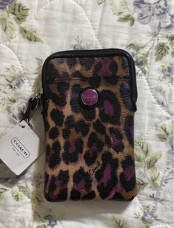 Coach wallet small size with wristband cheetah print