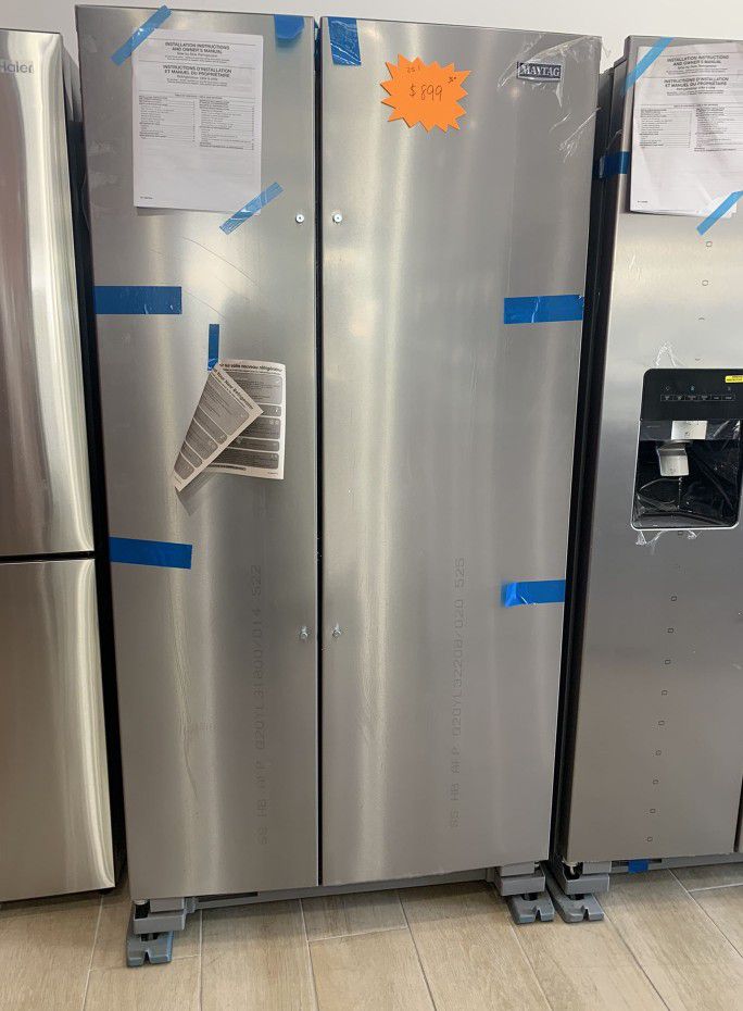 Maytag 36 in. 25 cu. ft. Side by Side Refrigerator in Fingerprint Resistant Stainless Steel  SPJT