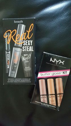 Benefit REAL 3 pc Set Liner Mascara Remover NYX 3 pc Butter Gloss Kit