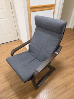 IKEA POÄNG Armchair – Dark Wood Frame w/ Gray Blue Cushion