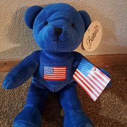 Plush Blue Bear with American Flag