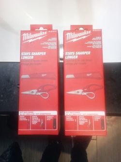 2 pair of Milwaukee linemans knife and electrician snips