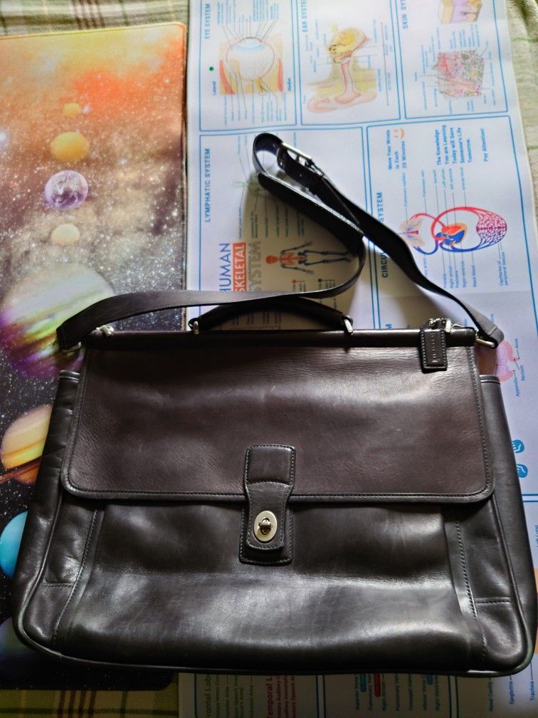 coach vintage briefcase black leather