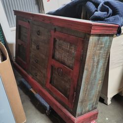 Rustic New Hutch Cabinet Custom Solid Wood Colonial Barn Usa Chic Shabby Rare 