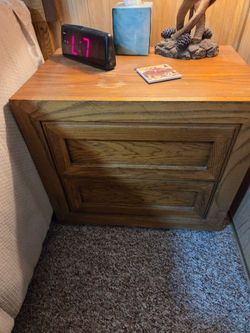 Wood Nightstand with Two Drawers