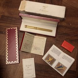Cartier 18k Gold Fountain Pen Vintage Deadstock In Box With Papers