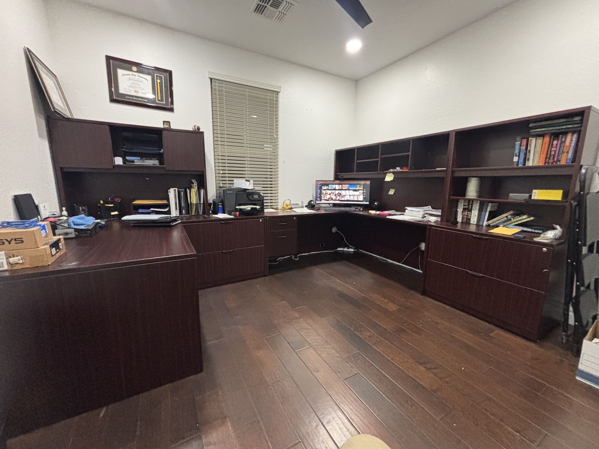 Office Desks & Bookshelf