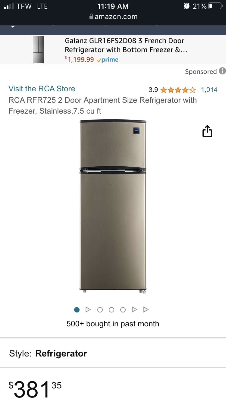  RCA RFR725 2 Door Apartment Size Refrigerator with