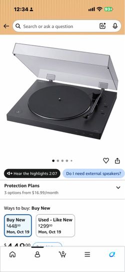 Sony Sony PS-LX310BT Belt Drive Turntable: Fully Automatic Wireless Vinyl Record Player with Bluetooth and USB Output Black