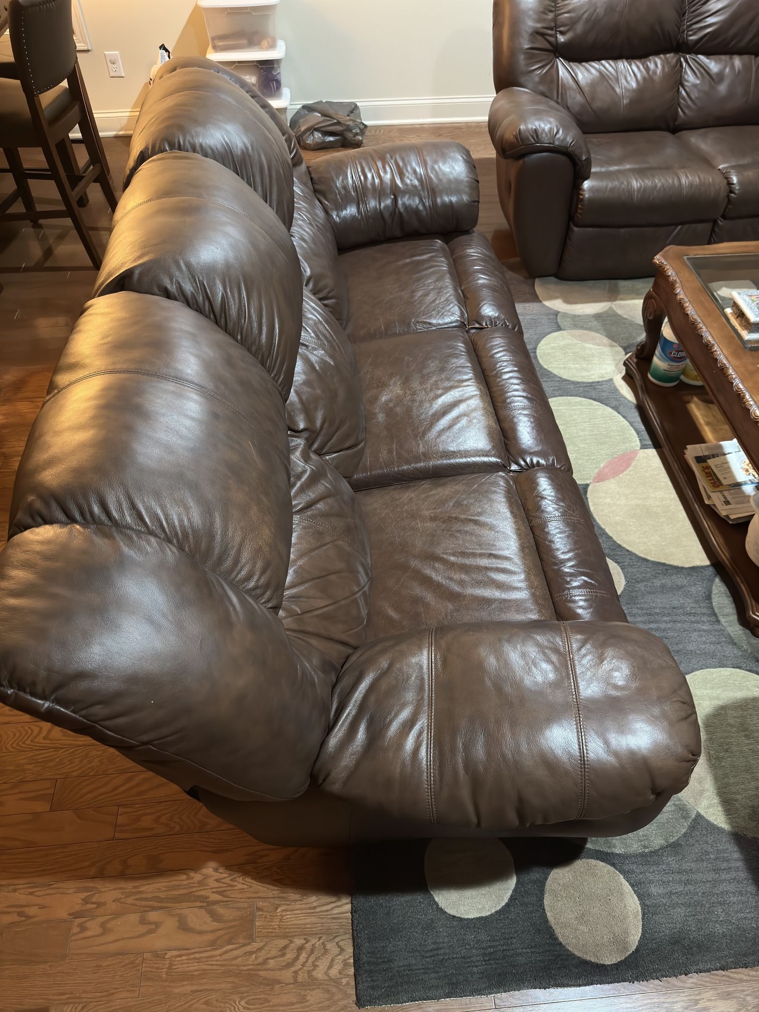 Leather sofa & Love Seat - Recliners , One Table 