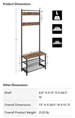 Industrial Hall Tree with Bench and Shoe Rack