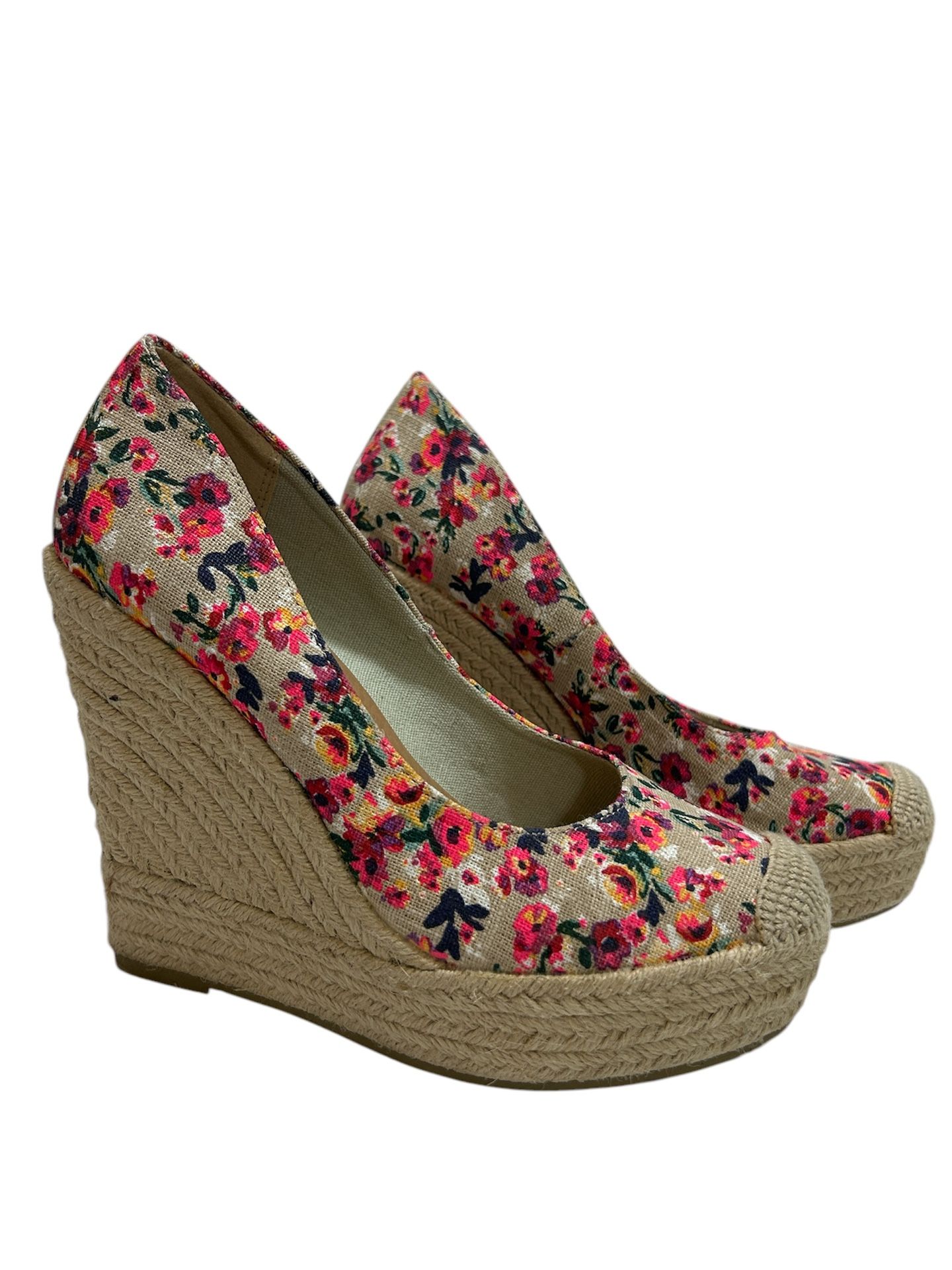 Groove Espadrille Platform Shoe 7  Wedge Tan Summer Coquette
