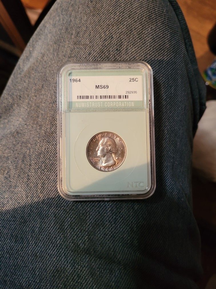 1964 Silver Quarter MS69 Toner Beautiful Coin