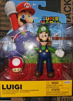 Super Mario Luigi with Super Mushroom Figure