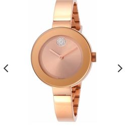 Movado Bold Skinny Watch 34mm - Rose Gold Ion-Plated Crystal  - Ref. (contact info removed)