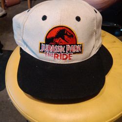 JURASSIC PARK the Ride Hat 1996 Tan Khaki Snapback Cap Universal Studios Vintage