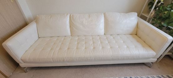Vintage Ivory Leather Sofa