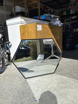 Modern Black Hexagon Wall Mirror