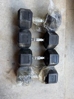 45 LB Rubber Hex Dumbbells - New