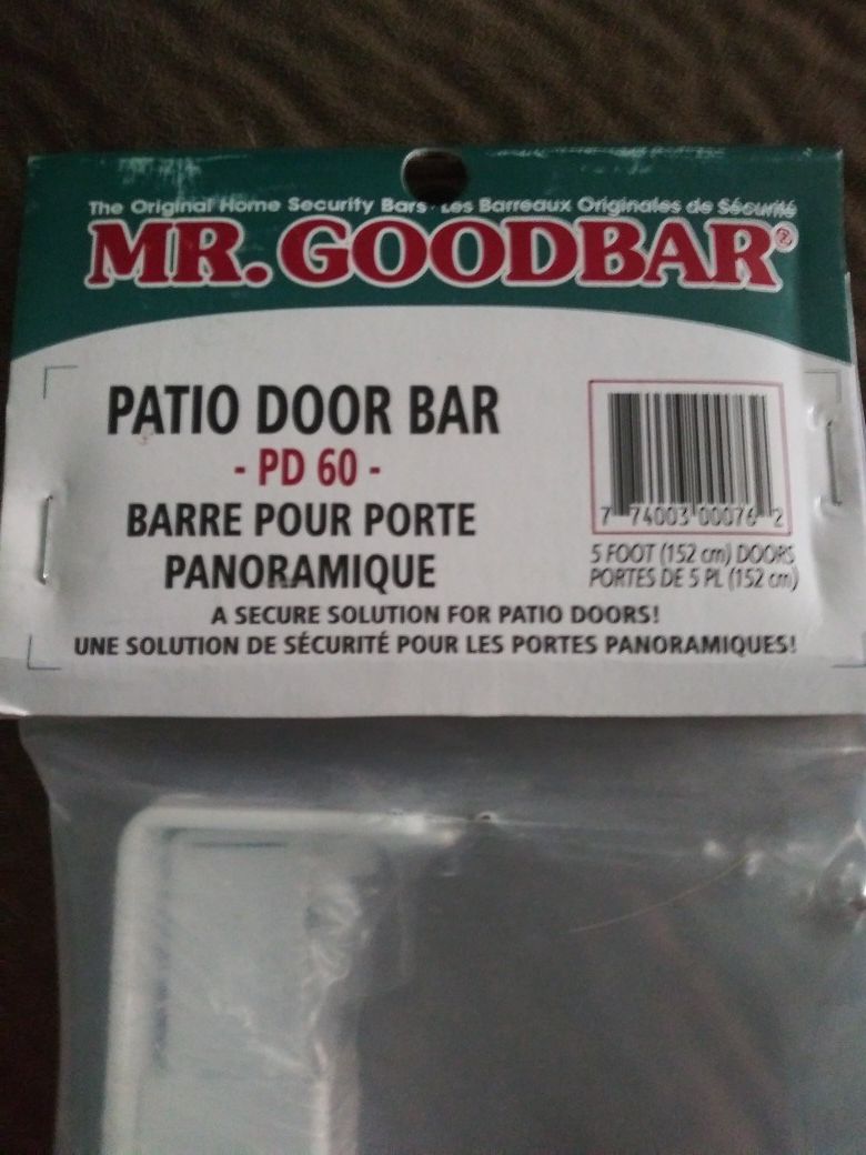 Mr. Goodbar , NEW 5 FT. PATIO DOOR BAR/ LOCK