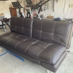Brown Leather Futon Sofa