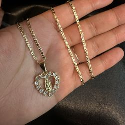 18k Gold Filled Virgin Mary Necklace 