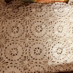 Antique Hand-Crocheted Tablecloth