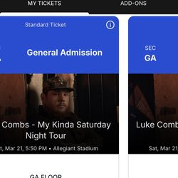 Luke Combs with Dierks Bentley, Ty Myers and Thelma & James Saturday March 21