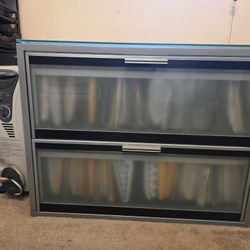 Lateral File Cabinet Two Drawers With Foggy tempered glass