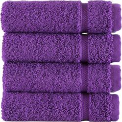 Washcloth Linen Set Premium Original Turkish Cotton, Hotel Quality for Maximum Softness & Absorbency for Face, Hand, Kitchen & Cleaning (Purple, Washc