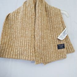 Abercrombie & Fitch Tan Cream Long Ribbed Scarf 70"