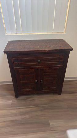 Dark Wood Cabinet with Drawer and Doors