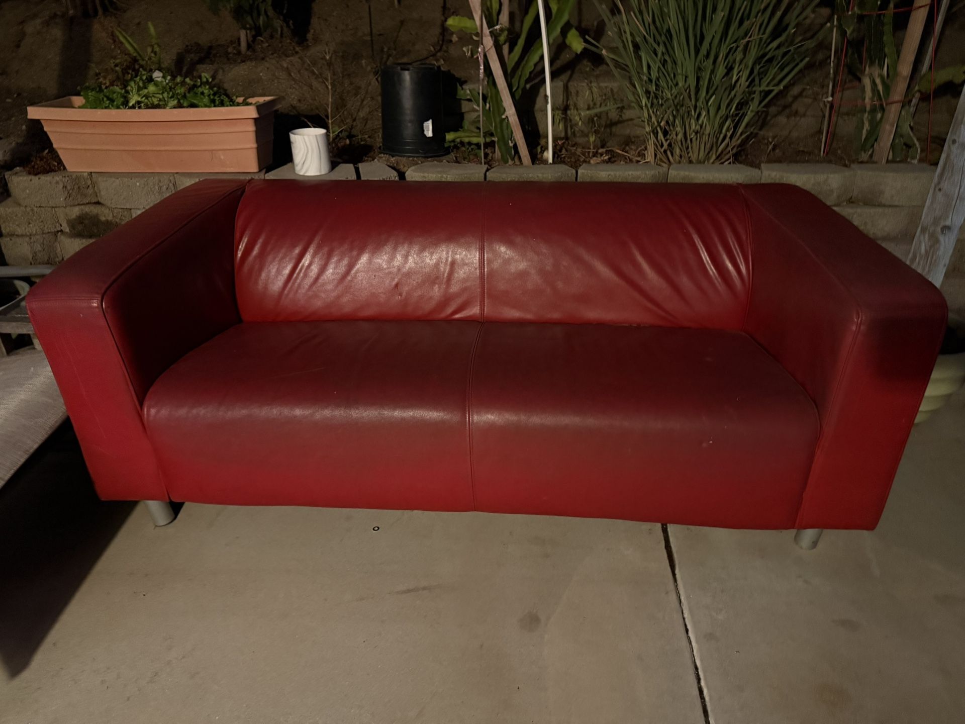 Red Leather Sofa