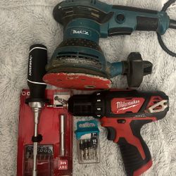 Makita Sander And Milwaukee Drill 