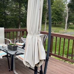 Outdoor Table And Chairs + Umbrella 