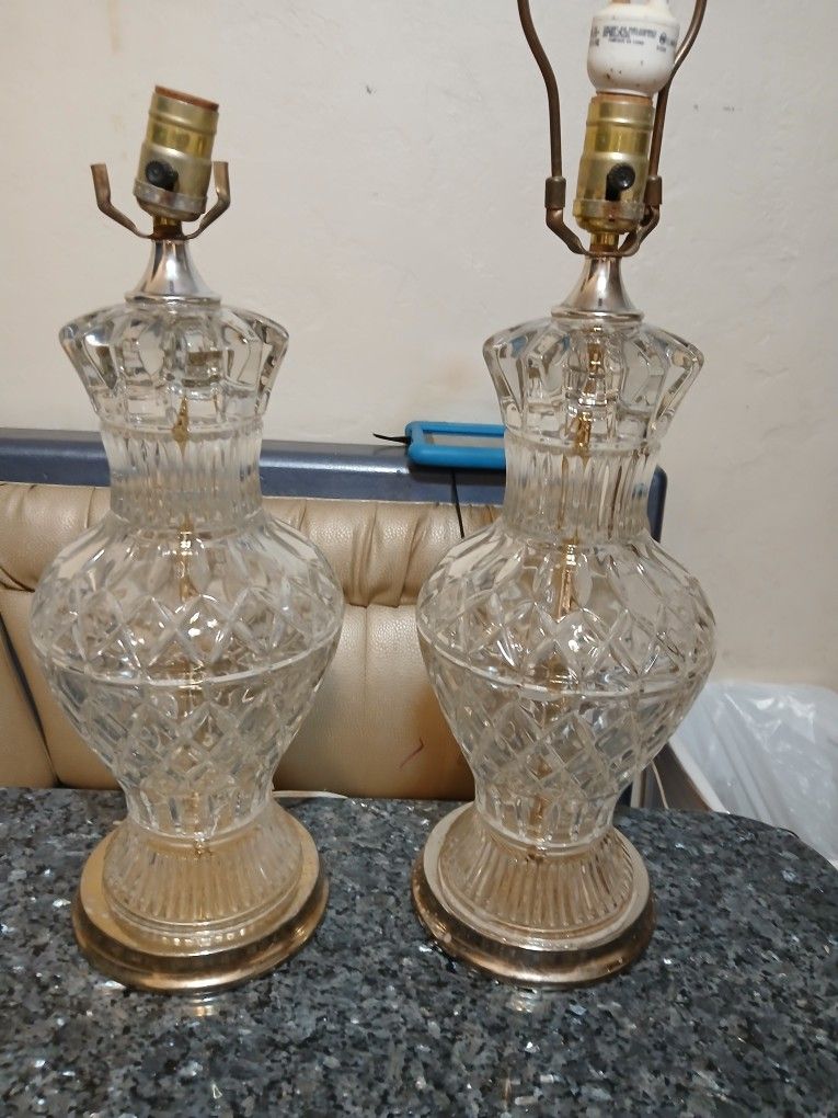 1960s Antique Crystal Lamps