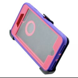 For iPhone 6 , iPhone 7/8 Purple With Pink Shockproof Protective Defender Style Rugged Belt Clíp Case 