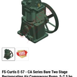 Two Stage Reciprocating Air Compressor Pump, 5-7.5 hp