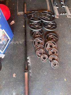 Olympic weights with barbell