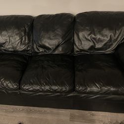 Black Leather Couch, Chair, Loveseat