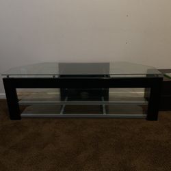 Glass T.v. Stand With 2 Lower Shelves 