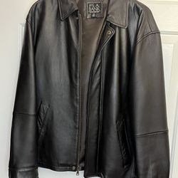 Jos A Bank Black Leather Jacket Size Medium 