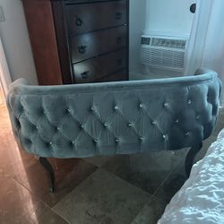 Couch, 50 Inches, Grey Velvet