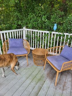 Wicker chairs and table