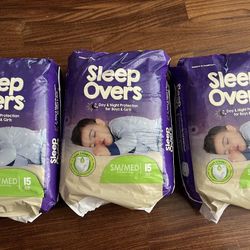 3 Packs Of Sleepovers Sleep Overs Overnight Diapers Size S/