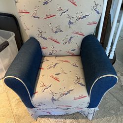 Kids Custom Upholstered Baseball Chair 25.5w x 30h One stain. See photo. Smoke free household